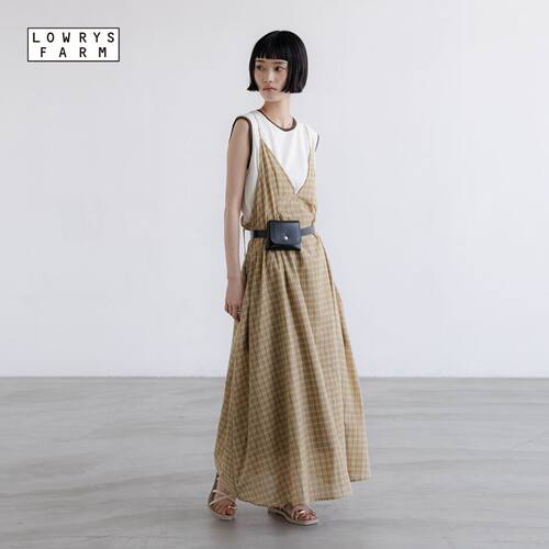 LOWRYS FARM连衣裙女2026夏季新款条纹V领吊带连衣裙668482 - 图2