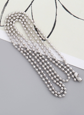 手工diy银色圆珠珠链小玩具公仔饰品配件挂绳吊牌金属链条2.4mm
