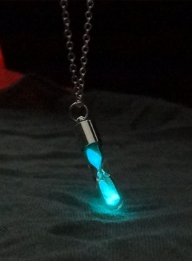 时光沙漏水晶漂流瓶吊坠 创意夜光项链 流沙许愿瓶女士饰品