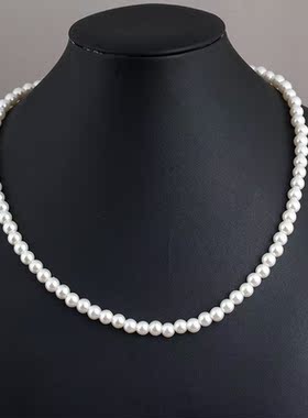 古玻璃仿珍珠项链百搭单层长款毛衣链旗袍演出走秀配饰