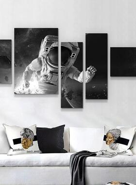 网红宇航员黑客饰厅装画沙发背景墙太空挂画卧室床头白工业风墙面