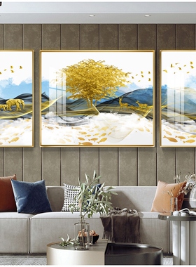 摇钱发财树大气装饰画沙发背景墙壁画客厅钻石挂画镶钻晶瓷三定做
