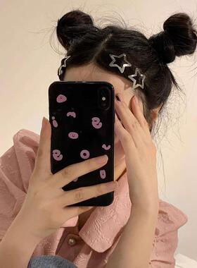 2/50Pcs Y2K Silver Star Hair Clips for Girls Filigree Star M