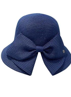 Summer Women Straw Bucket Hat Panama Bow Large Brim Foldable