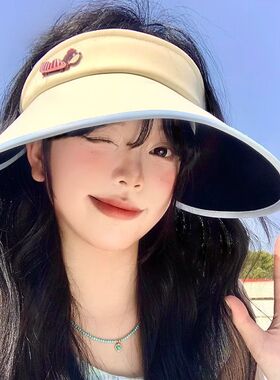 可爱小狗空顶防晒帽女夏季2025防