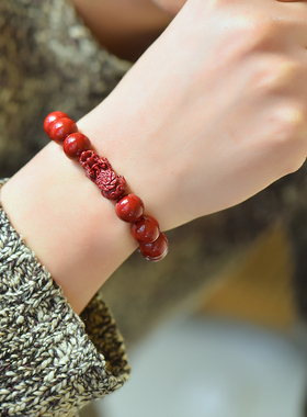 原矿红色朱砂貔貅手链