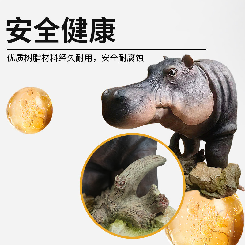 鱼小刚气动式河马鱼缸造景装饰水族箱摆件创意吐泡泡氛围仿真,淘宝优惠券,粉丝福利购,淘宝优惠卷