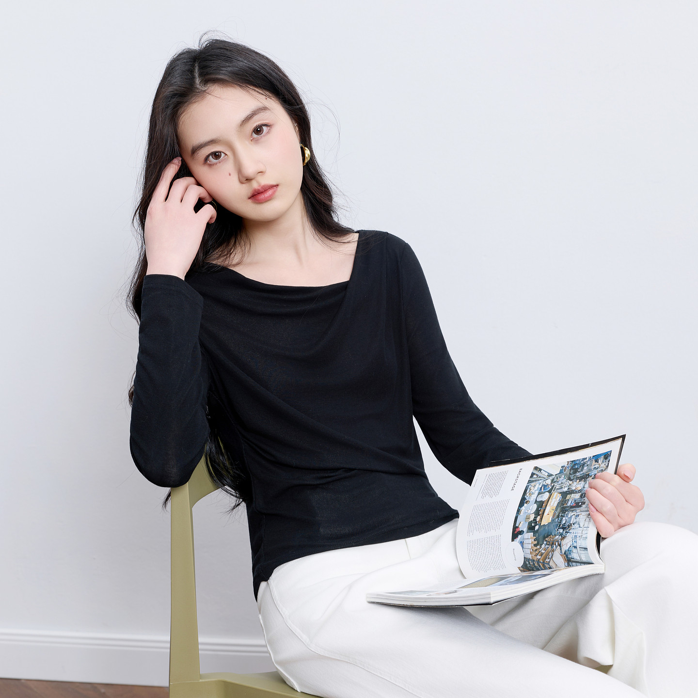 【莱赛尔】丽雪leisure2026春季新款长袖短款T恤荡领上衣女,淘宝优惠券,粉丝福利购,淘宝优惠卷