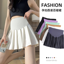 Pregnant woman half-body dress Summer thin Tide Moms Fashion Outwear 100 Pleats Dresses Summer Clothing Anti-Walking Light Nursery A short dress