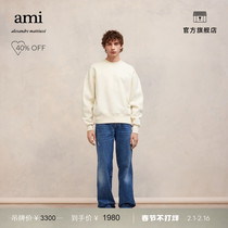 (quarter-end 6 fold) AMI23 Autumn winter new designer Stick Mark Splicing Long Sleeve Round Neckline Sleeve Head Garnter Clothing