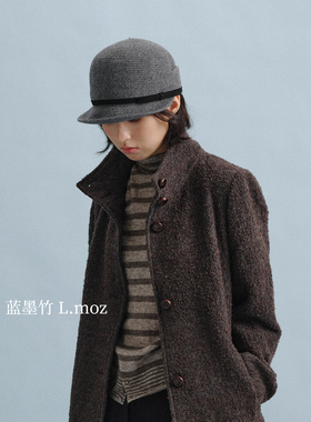 蓝墨竹 L.MOZ日系编织报童帽女秋冬短檐鸭舌帽复古蝴蝶结显脸小