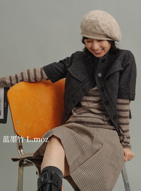 蓝墨竹 L.MOZ日系贝雷帽女2026新款秋冬复古百搭显脸小文艺画家帽
