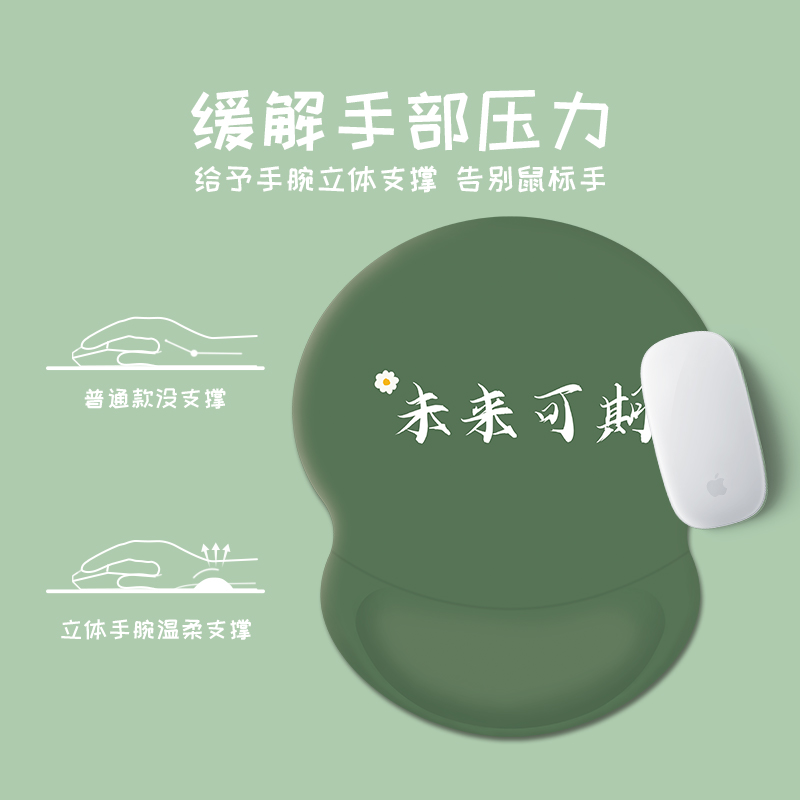 创意励志文字护腕鼠标垫简约柔软硅胶3D键盘腕托立体防滑定制笔记本电脑键盘垫ins风卡通萌物办公手枕掌托 - 图0