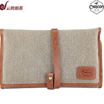 France CHACOM import pure leather tobacco bucket bag 023 brown leather canvas 2 bucket bag double bucket bag portable bucket bag