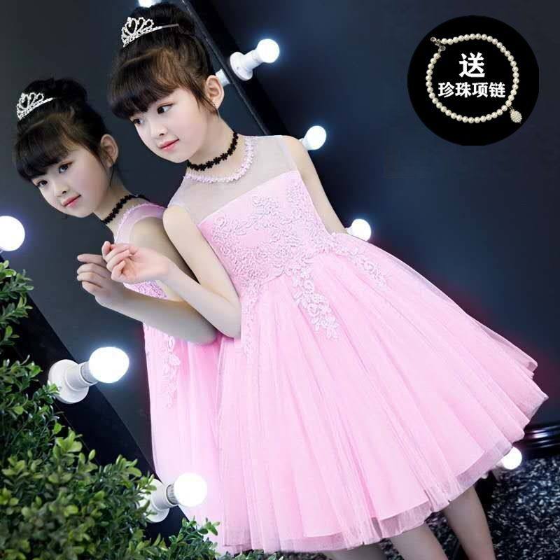 女童连衣裙春夏新款蓝色婚纱公主裙 卓优卡婚纱