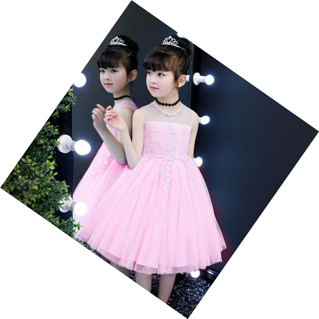 女童连衣裙春夏新款蓝色婚纱公主裙 卓优卡婚纱