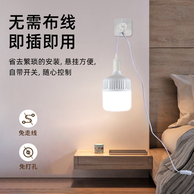 家用LED简易E27带插头插座开关线超亮节能电灯泡悬挂式螺口照明灯 - 图0