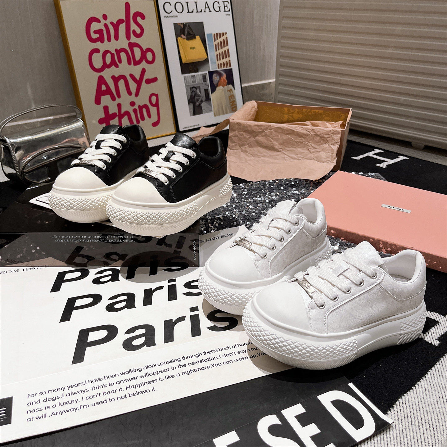 真皮版~米奇大头贝壳头休闲鞋板鞋小白鞋珠光面包鞋厚底松糕女鞋,淘宝优惠券,粉丝福利购,淘宝优惠卷