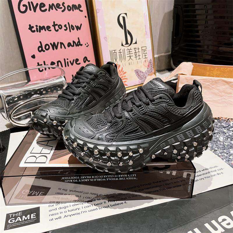 欧货铆钉厚底松糕榴莲轮胎底老爹鞋情侣男款休闲运动鞋小个子女鞋,淘宝优惠券,粉丝福利购,淘宝优惠卷