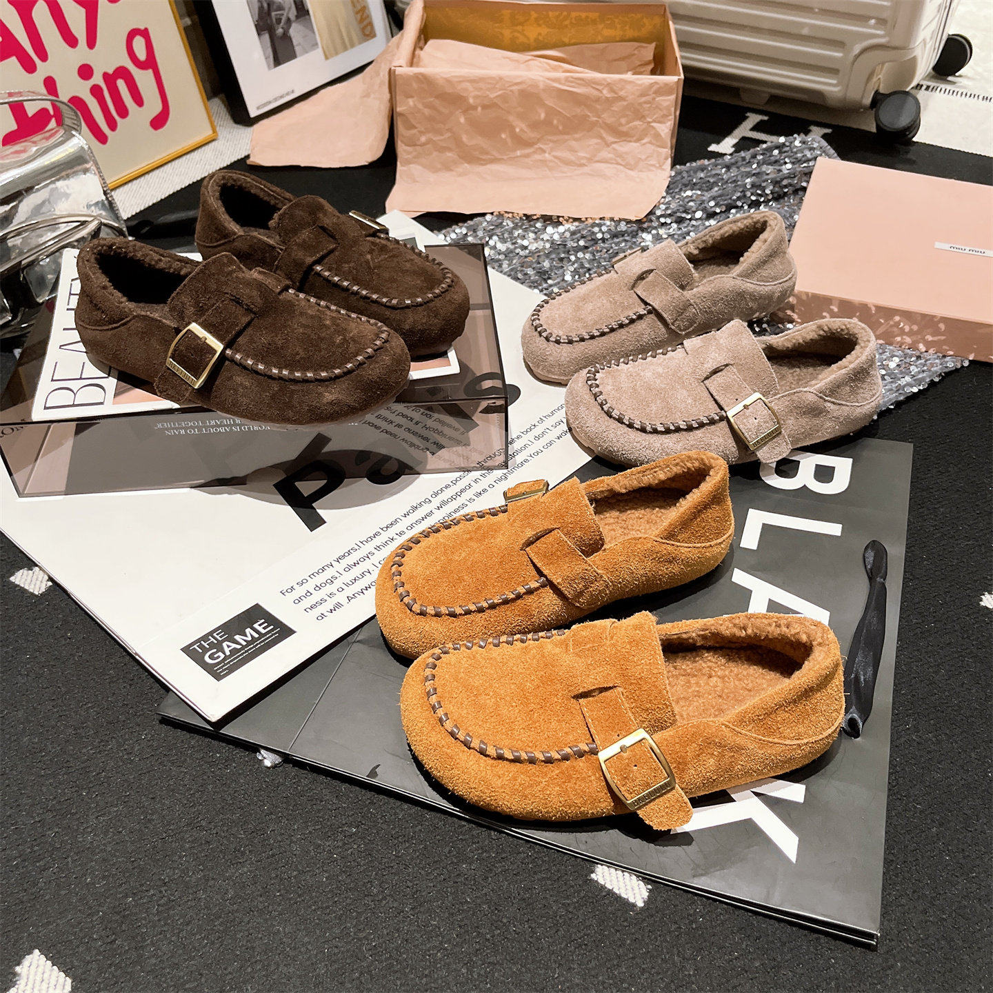 2025新款真皮加绒缝线棉瓢鞋乐福鞋一脚蹬豆豆鞋勃肯鞋平底鞋女鞋,淘宝优惠券,粉丝福利购,淘宝优惠卷