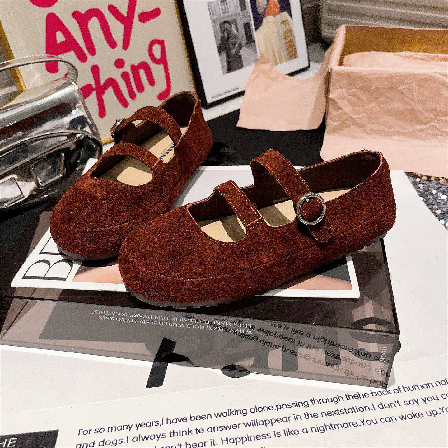 真皮版~欧货一字浅口玛丽珍芭蕾风单鞋平底红色豆豆鞋乐福鞋女鞋,淘宝优惠券,粉丝福利购,淘宝优惠卷