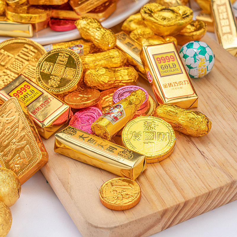 巧克力金条花生元宝婚庆喜糖小金币 津之言糖果