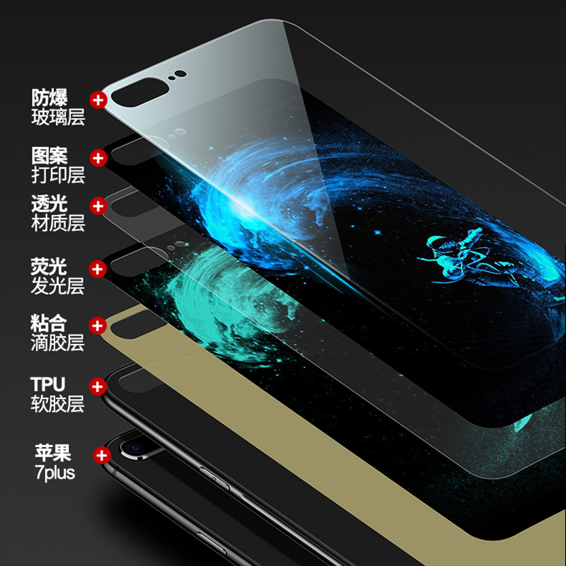 kdmy适用于苹8plus果夜光手机壳diy定制个性创意iPhon8定做图案订 - 图3