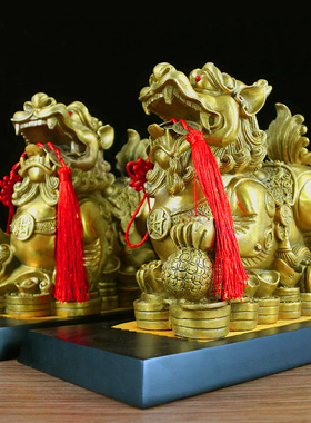 铜貔貅摆件一对貔恘公母