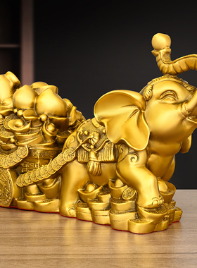 纯铜象拉元宝摆件聚宝盆