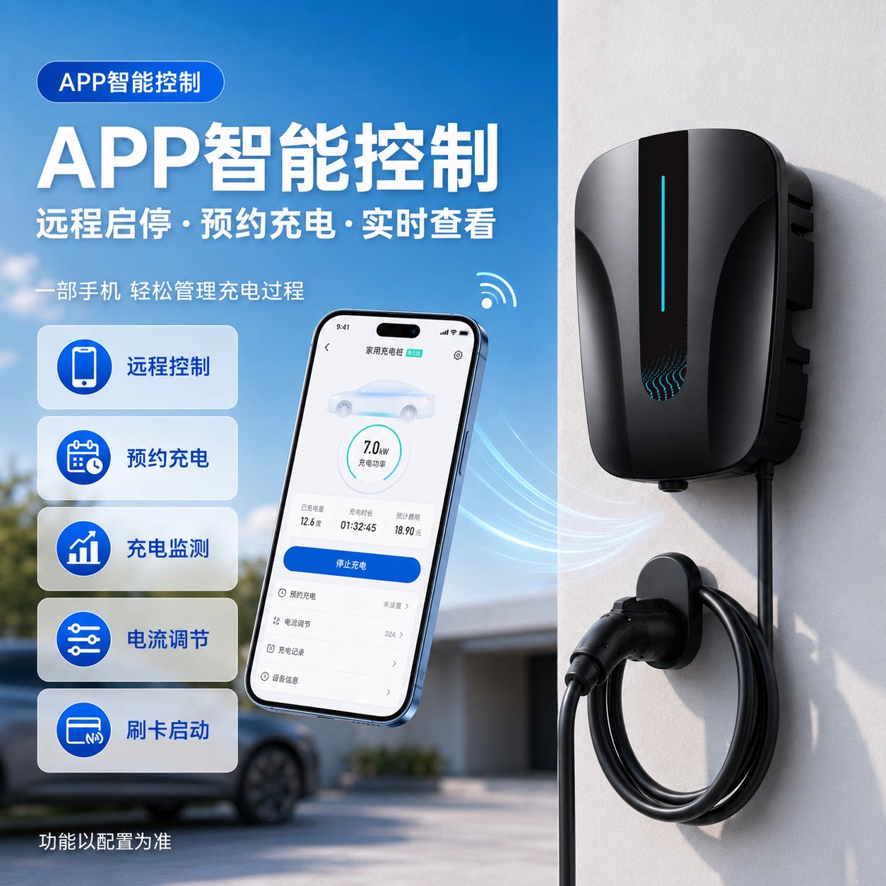 新国标3C电动汽车充电桩7KW通用32A比亚迪特斯拉长安吉利充电器