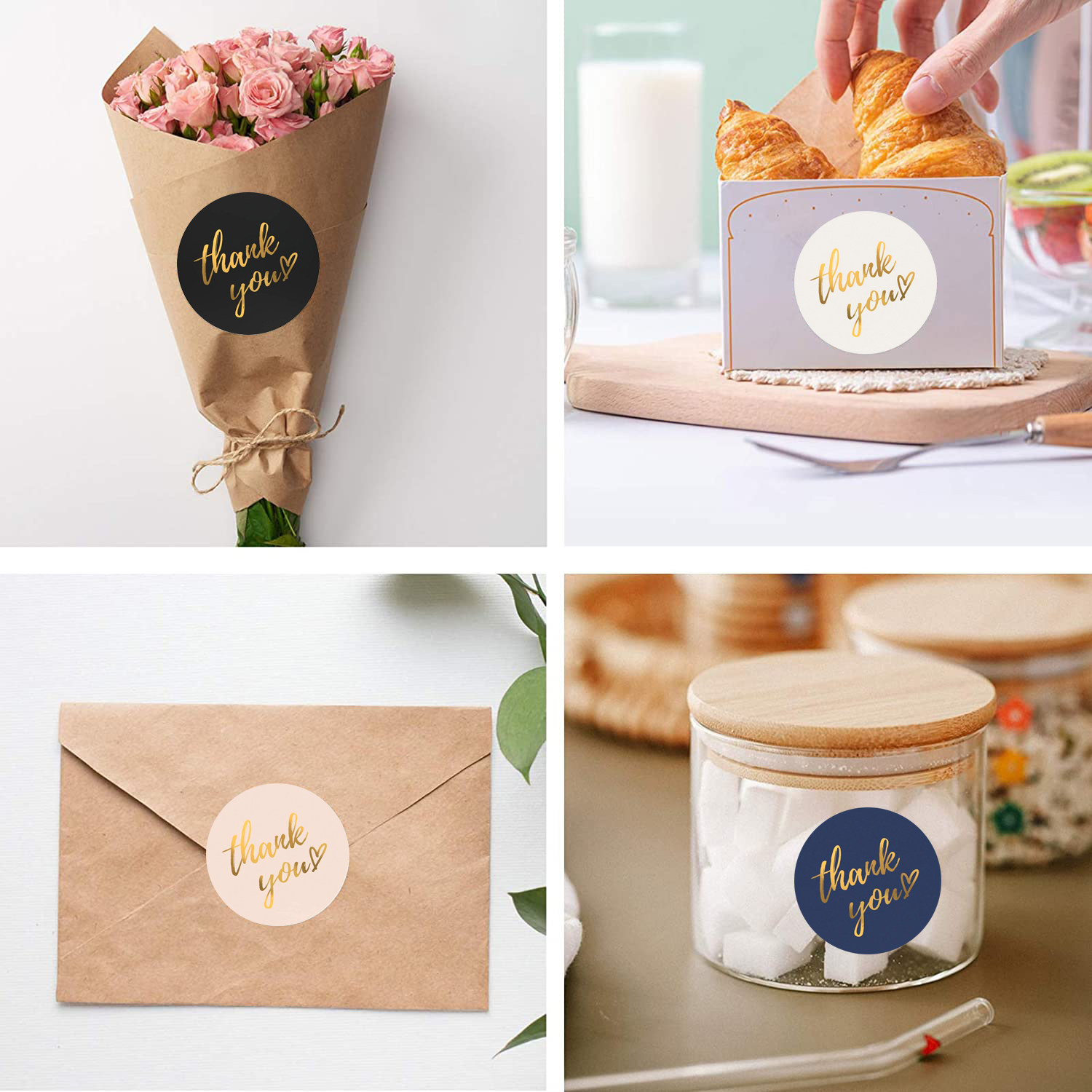 500贴/卷   圆形精致礼物商务封口贴标签感谢Thank you不干胶贴纸,淘宝优惠券,粉丝福利购,淘宝优惠卷