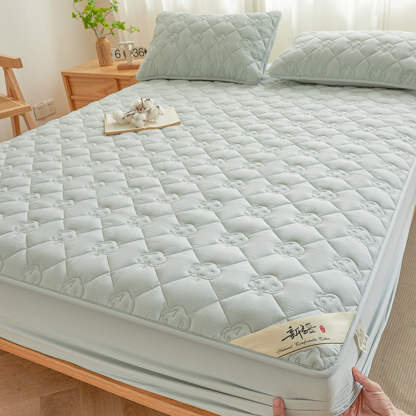 新疆全棉棉花床笠单件Aa类母婴级加厚夹棉纯棉防滑床罩套四季通用,淘宝优惠券,粉丝福利购,淘宝优惠卷