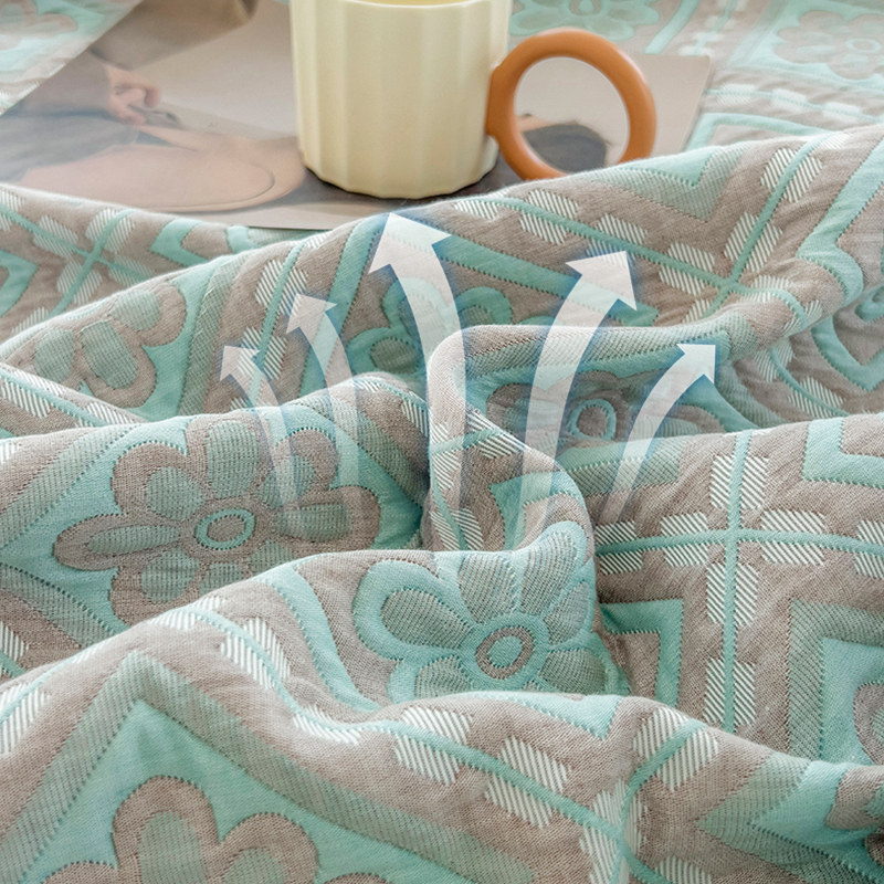 全棉双层纱夏被里外纯棉盖毯毛巾被夏季夏凉被空调薄被单子可机洗