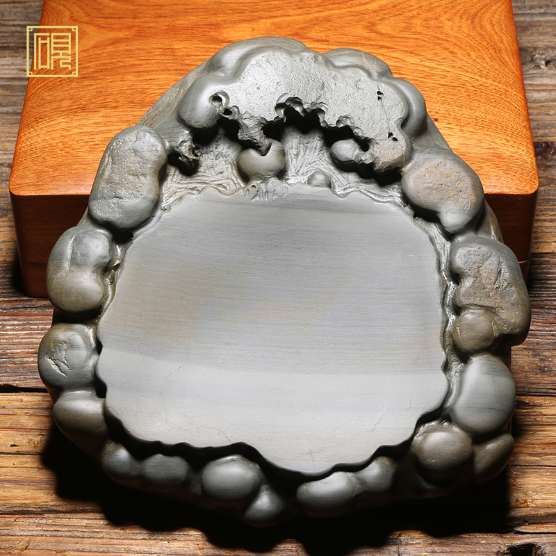 匠心非遗名师作品《清泉石上流》歙砚原石手工雕刻砚台 并兼端砚老坑精品文房四宝老坑鱼子砚台收藏送礼