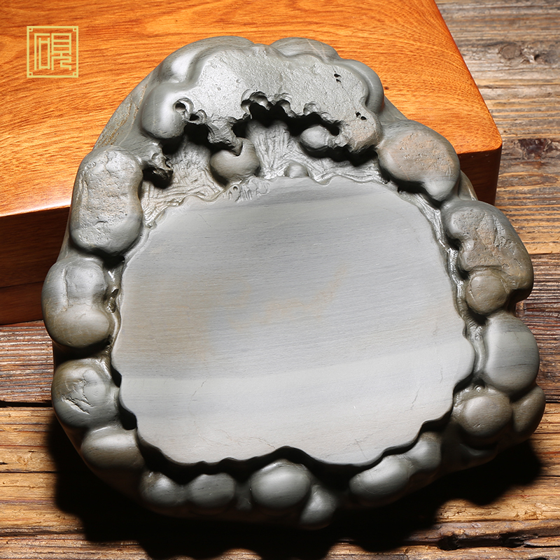 匠心非遗名师作品《清泉石上流》歙砚原石手工雕刻砚台 并兼端砚老坑精品文房四宝老坑鱼子砚台收藏送礼