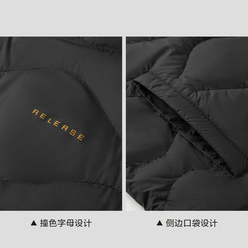 HLA/海澜之家休闲圆领羽绒马甲男鸭绒保暖打底撞色字母柔软外套男,淘宝优惠券,粉丝福利购,淘宝优惠卷