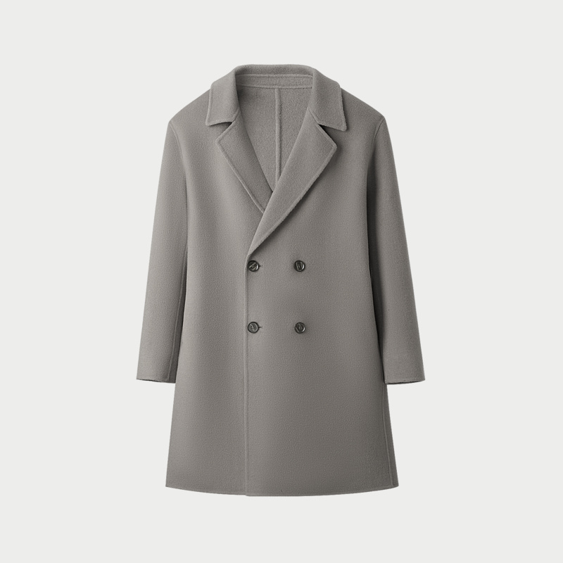 HLA/海澜之家商务毛呢大衣24秋冬新平驳领纯羊毛保暖呢子外套男