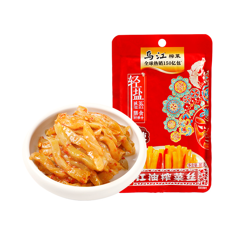 【专区任选99元8件】乌江红油榨菜涪陵榨菜开味下饭菜咸菜80g*4袋 - 图3