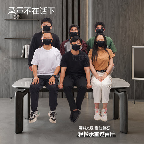 法莎蒂岩板餐桌椅现代简约小户型北欧实木桌家用大象腿餐桌 - 图3