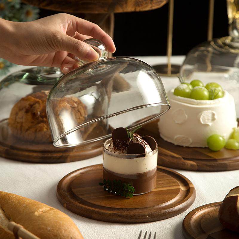 蛋糕展示架水果盘配食物玻璃罩透明防尘面包甜点试吃酒店托盘,淘宝优惠券,粉丝福利购,淘宝优惠卷