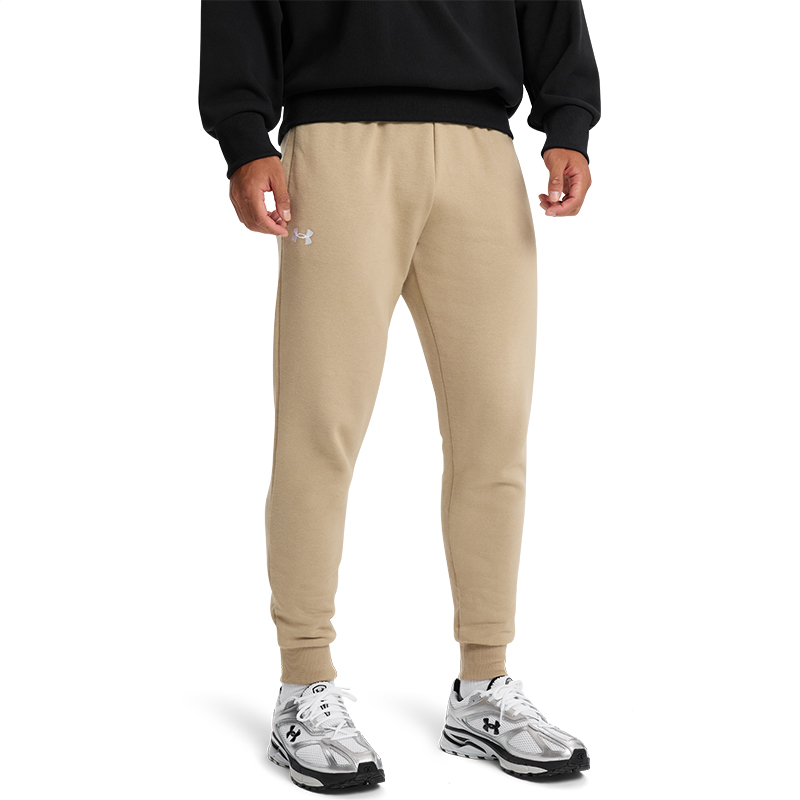 安德玛官方UA 秋冬Rival 男士跑步训练健身休闲运动抓绒束脚长裤 - 图0