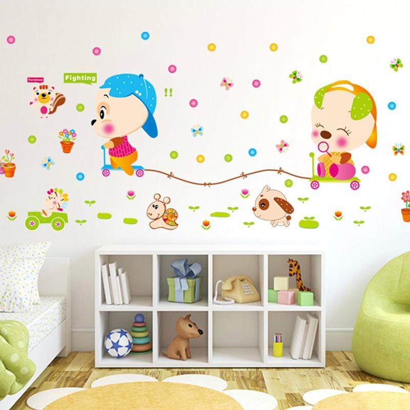 卧室量身高尺墙贴纸男童房间装饰可移儿童房贴墙上的贴画卡通可。