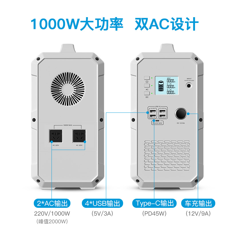 铂陆帝户外电源220v便携蓄电池1500wh超大容量房车自驾游露营大功率摆摊家用应急储能电瓶太阳能充电移动电站 - 图2