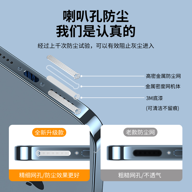 适用苹果15防尘网iphone14promax手机喇叭防尘贴15Pro充电口防尘塞12话筒听筒清洁13/14pro金属扬声器充电堵-图3