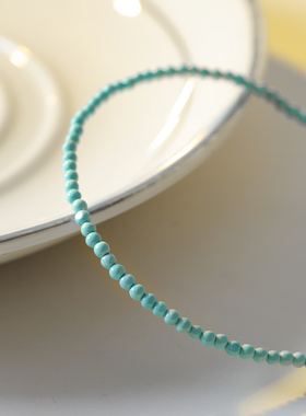 天然原矿绿松石手链女极细手串夏