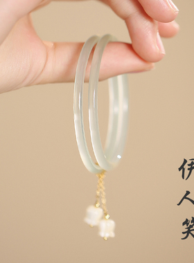 叮当镯玛瑙手镯女玉镯子一对叠戴