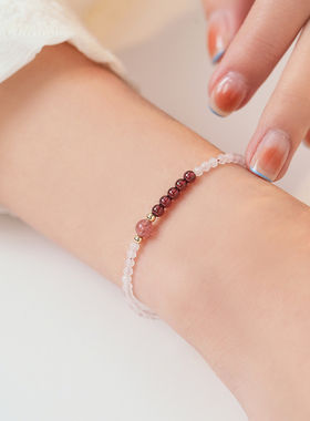 普陀山天然粉晶手链女招桃花手串