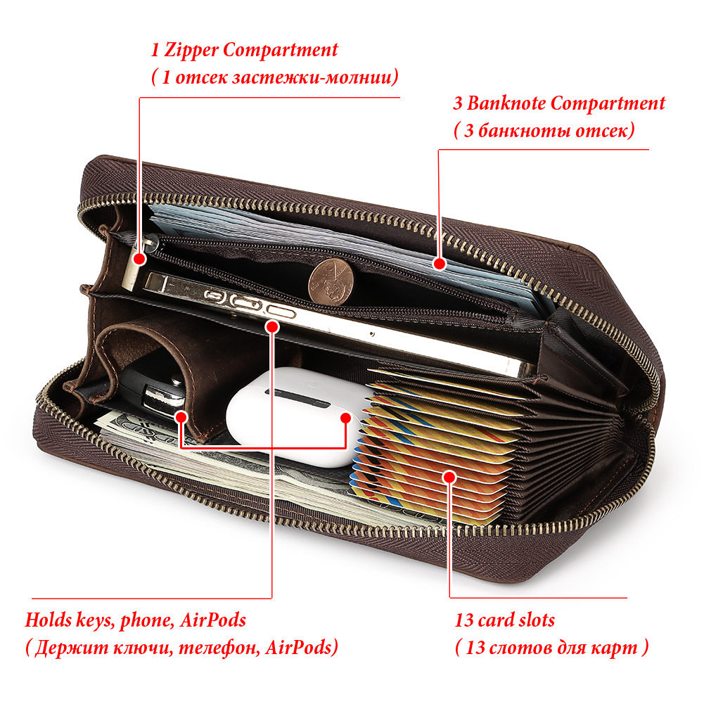 悍马保罗RFID头层牛皮复古拉链多卡位真皮男士长款钱包抽带手拿包,淘宝优惠券,粉丝福利购,淘宝优惠卷