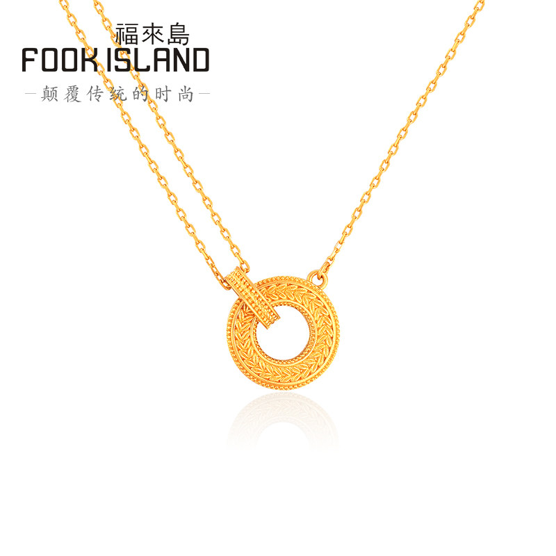 福来岛黄金岁岁金安麦穗999锁骨链 福来岛颈饰