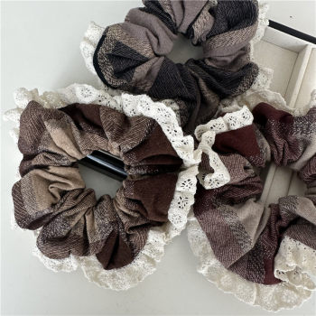 Gentle retro lace wavy lace hair band brown ball hair tie large intestine circle forest hair band hair band hair accessories